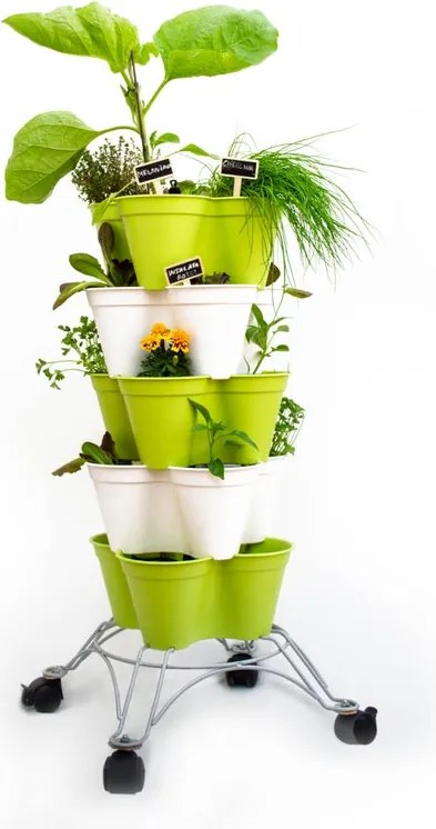 Vaso autoirrigante Poty in polipropilene verde oliva H 84 x L 36.5 cm