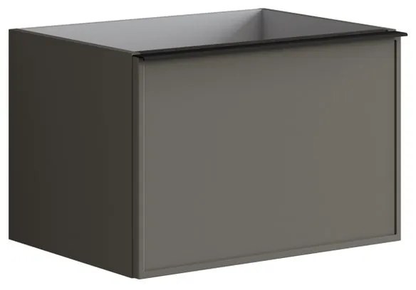 Mobile da bagno sotto lavabo Pixel frame grigio carbone e maniglia alluminio nero laccato opaco L 60 x H 40 x P 45.5 cm 2 cassetti, lavabo non incluso