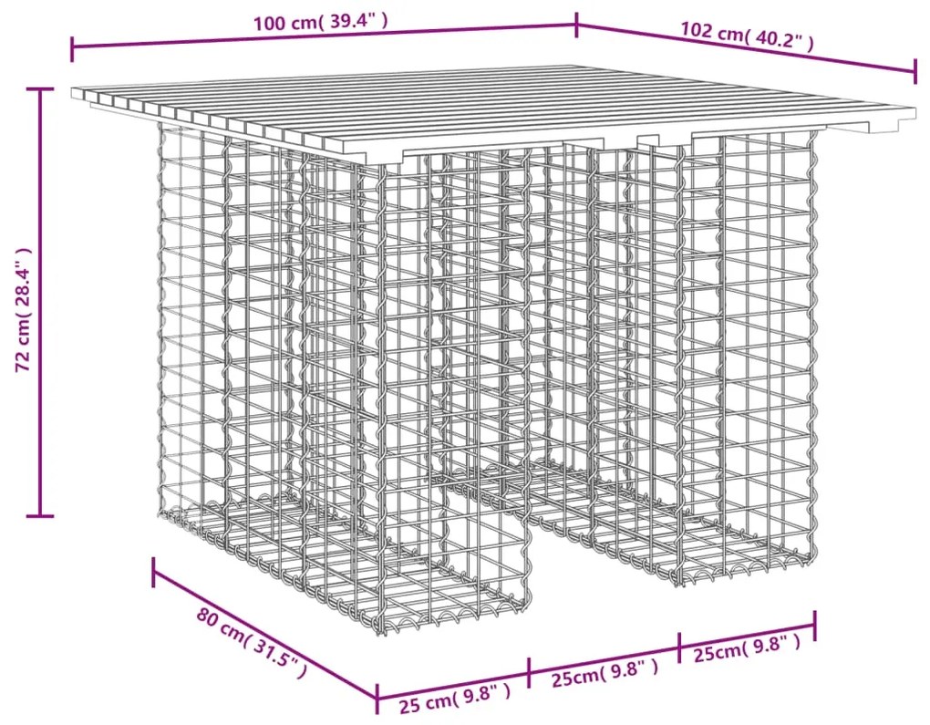 Panca da Giardino Design Gabbione 100x102x72 cm Pino Impregnato