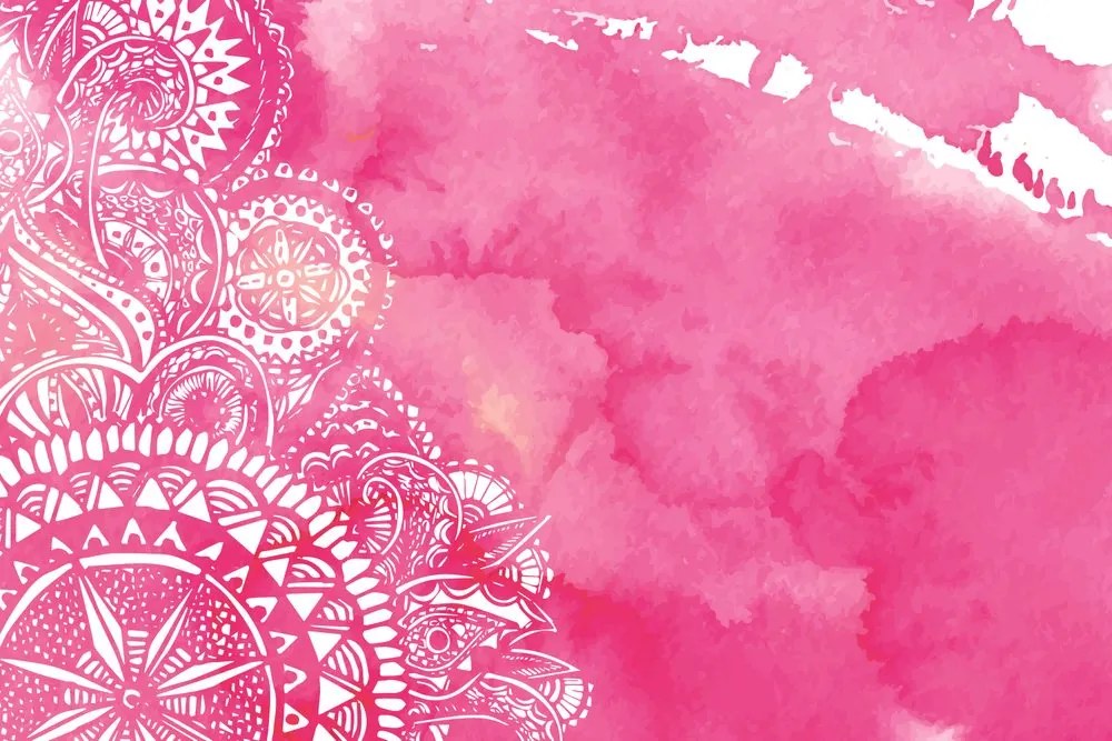 Carta da parati autoadesiva – Mandala acquarello rosa