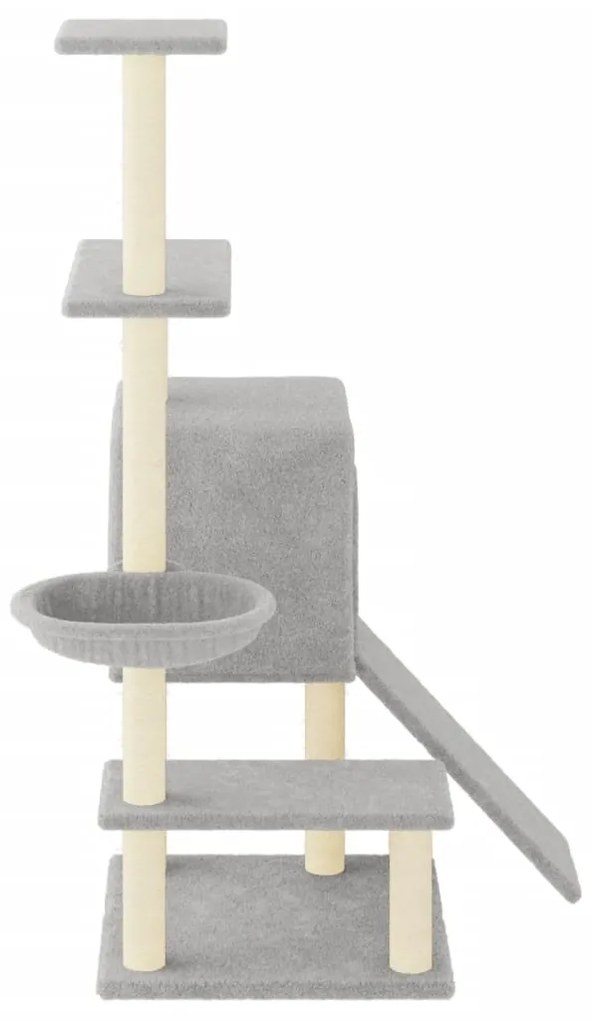 Albero per gatti con tiragraffi in sisal grigio chiaro 130,5 cm
