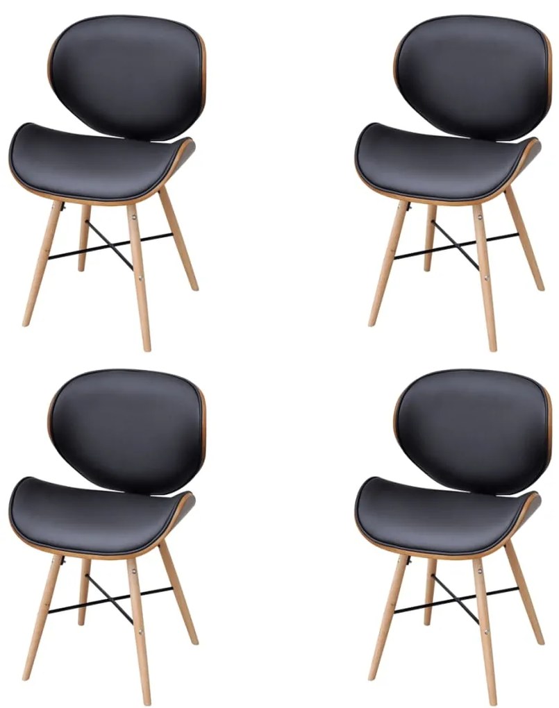 Sedie Da Pranzo 4 Pz İn Legno Curvato E Similpelle /