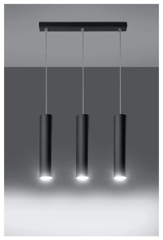 Lampadario nero in metallo Castro – Sollux