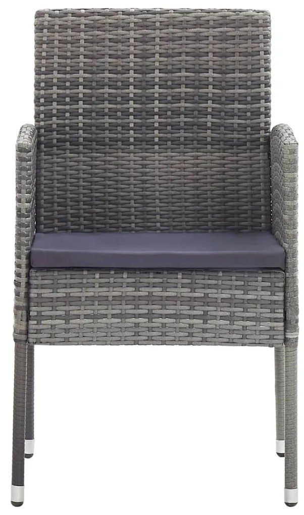 Sedie giardino con cuscini grigio scuro 4 pz grigie polyrattan