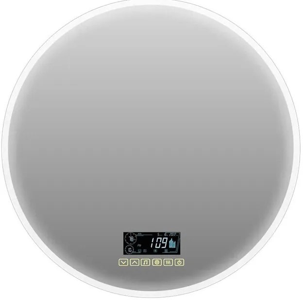 Specchio con illuminazione integrata completo di faretto bagno tondo L 80 x H 80 x P 2.5 cm