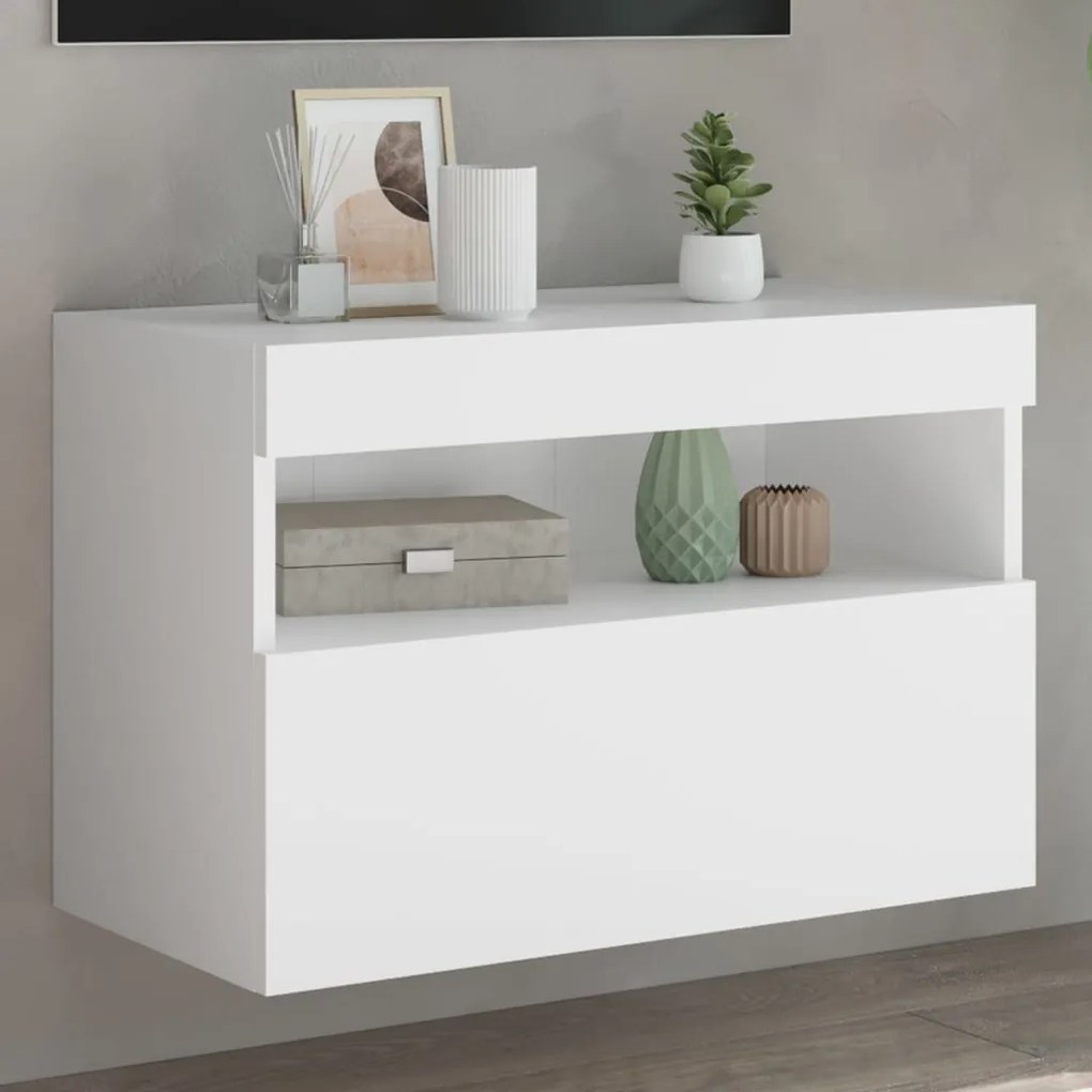 Mobile Tv A Parete Con Luci Led Bianco 60x30x40 Cm /
