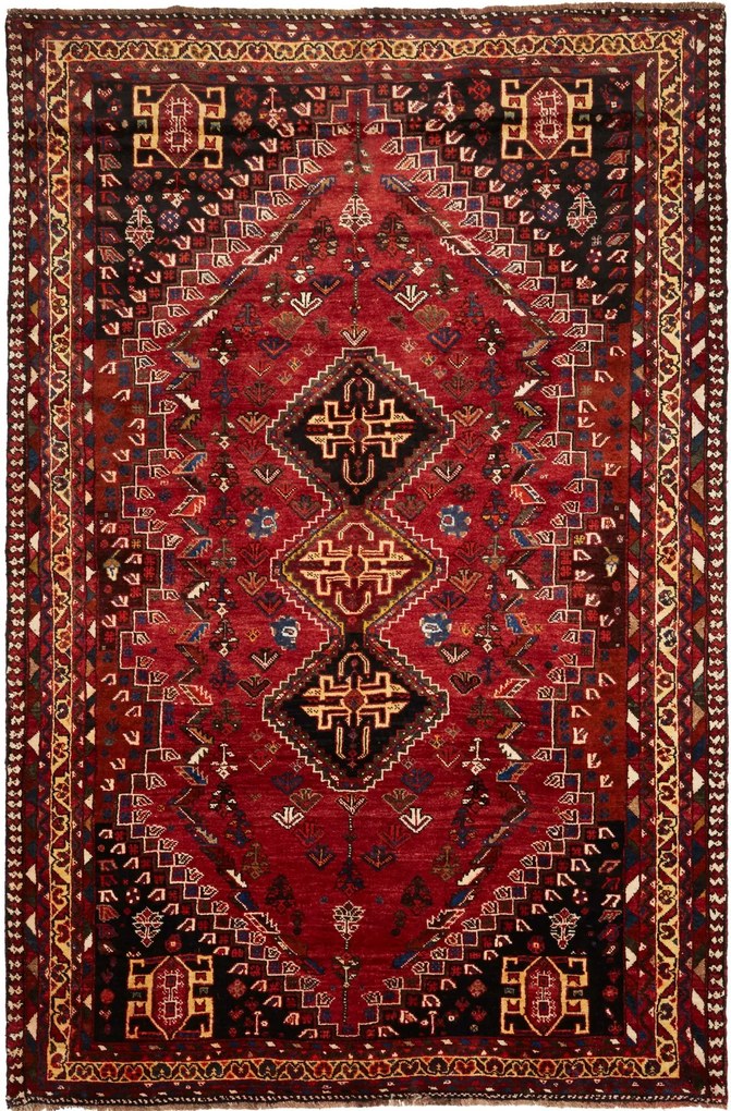 Shiraz Tappeto persiano 270x180 Rosso (Iran) Annodato A Mano