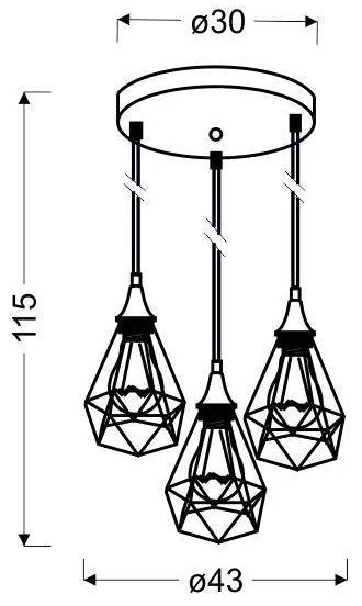 Lampadario a sospensione con filo GRAF 3xE27/60W/230V
