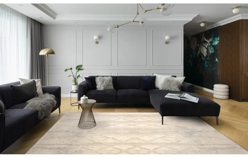 Tappeto in lana crema 133x180 cm Colette - Agnella