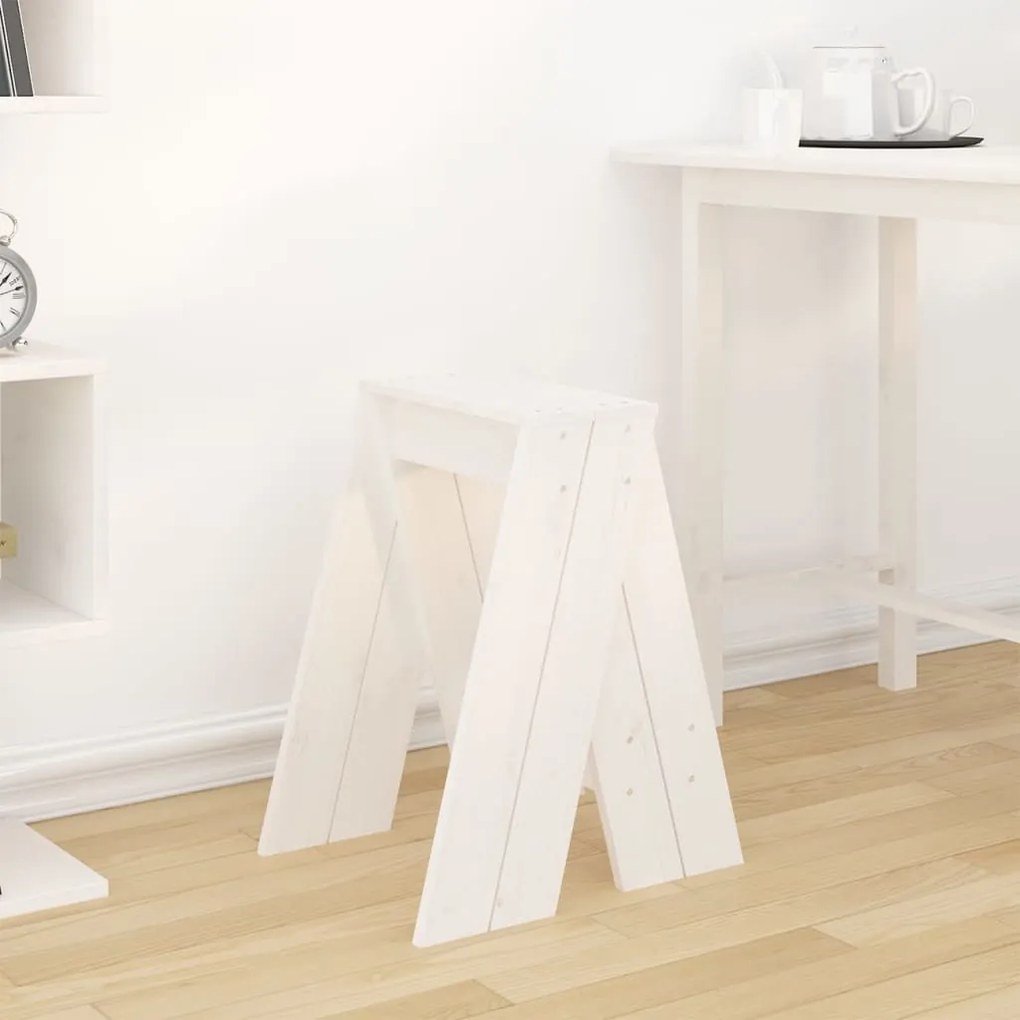 Sgabelli 2 pz bianchi 40x40x60 cm in legno massello di pino