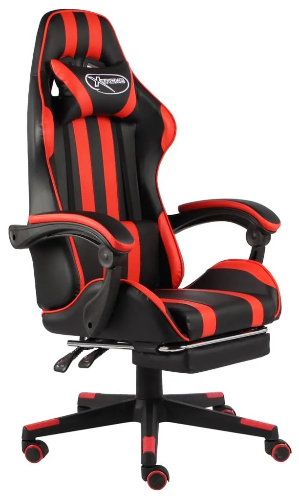 Sedia Da Gaming Con Poggiapiedi Nero E Rosso İn Similpelle /