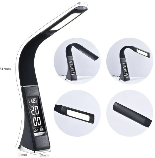 Brilagi - Lampada da tavolo dimmerabile a LED con display PELLE LED/7W/230V nero