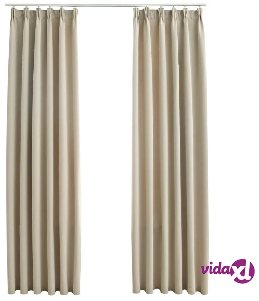 vidaXL Tende Oscuranti con Ganci 2 pz Beige 140x175 cm