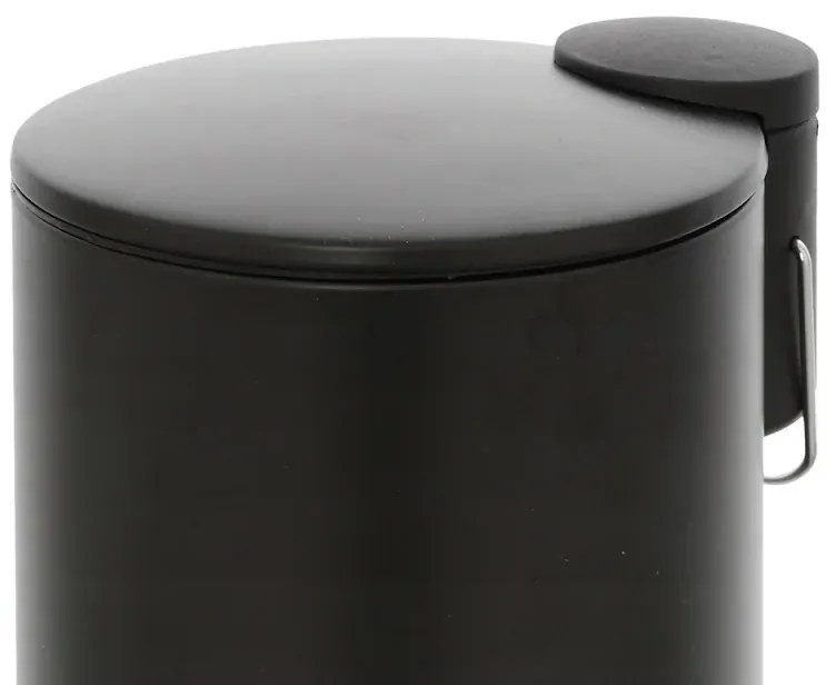 Pattumiera bagno in acciaio nero con pedale e coperchio slim 3 lt