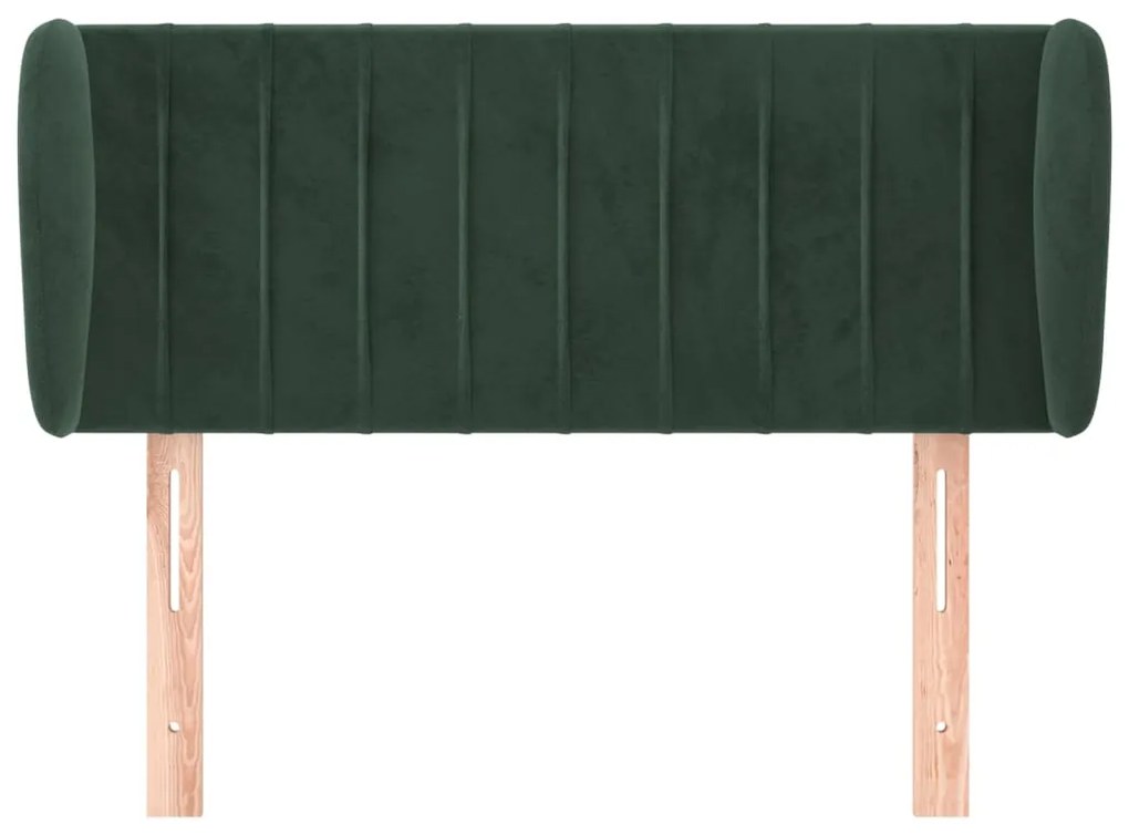 Testiera ad orecchio verde scuro 103x23x78/88 cm in velluto