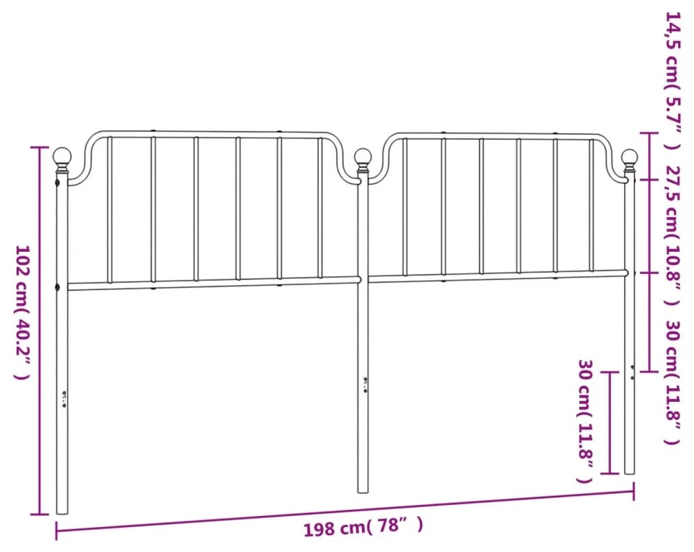 Testiera in Metallo Bianco 193 cm