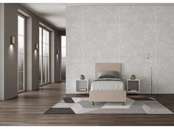 Letto singolo senza rete imbottito 80x210 similpelle tortora Adele