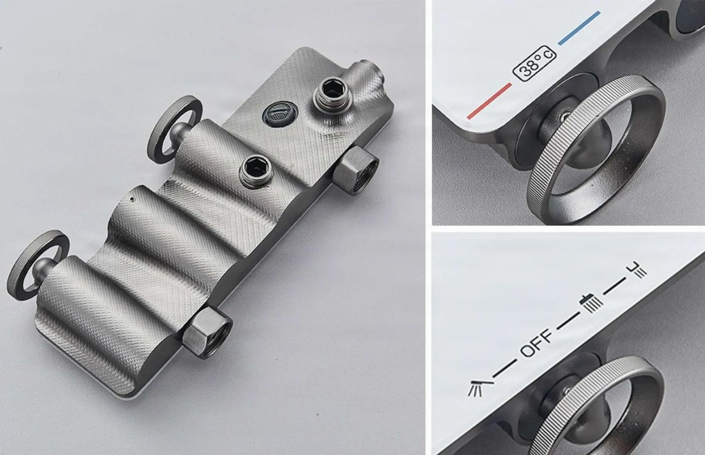Sistema doccia esterno ELT1104 termostatico digitale a 4 uscite, grigio canna di fucile — Gunmetal