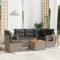 Set Divano da Giardino 6 pz con Cuscini Grigio in Polyrattan 3224569