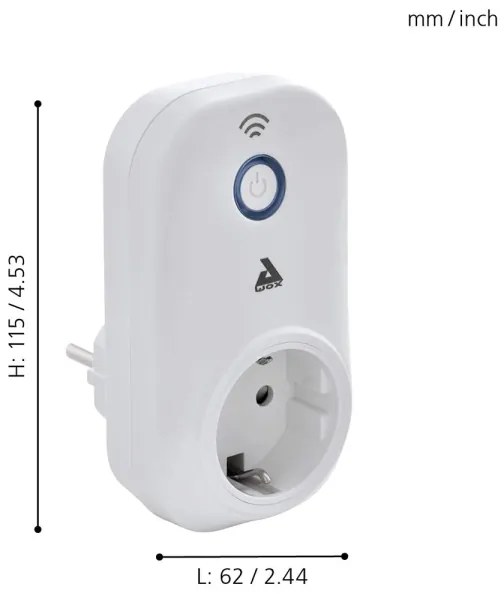 Eglo 97936 - Presa intelligente Connect spina PLUS 2300W SCHUKO Bluetooth