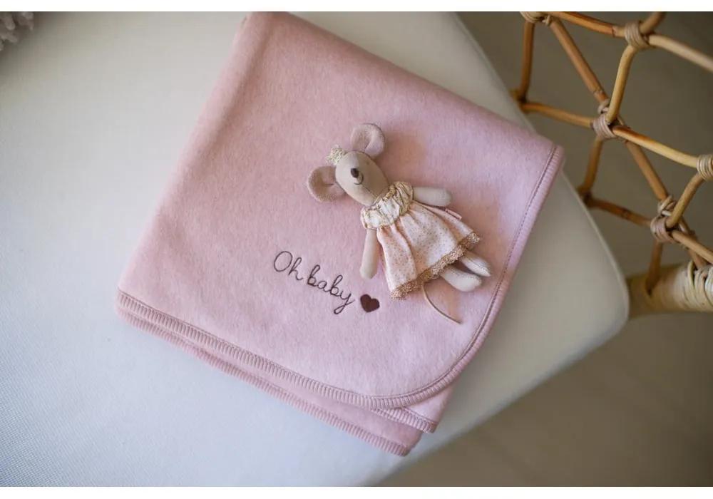 Coperta per neonato in cotone organico rosa 75x90 cm Organic - Malomi Kids