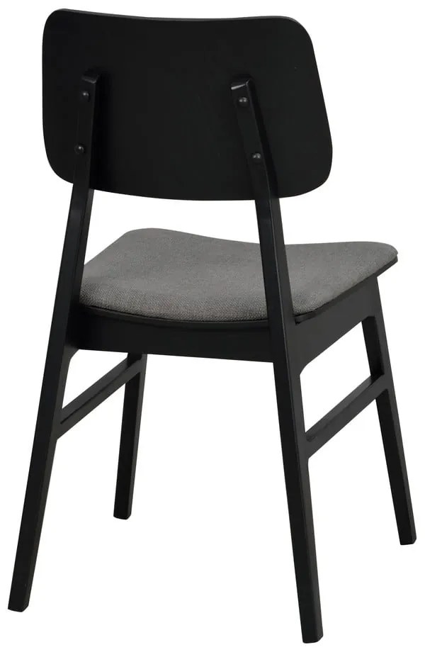 Sedia da pranzo nera con cuscino grigio scuro Nagano - Rowico