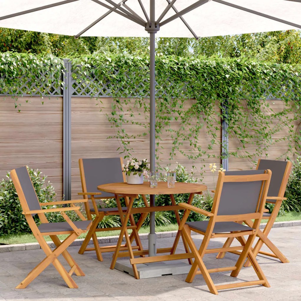 Set Pranzo Da Giardino 5pz Antracite Tessuto E Legno Massello /