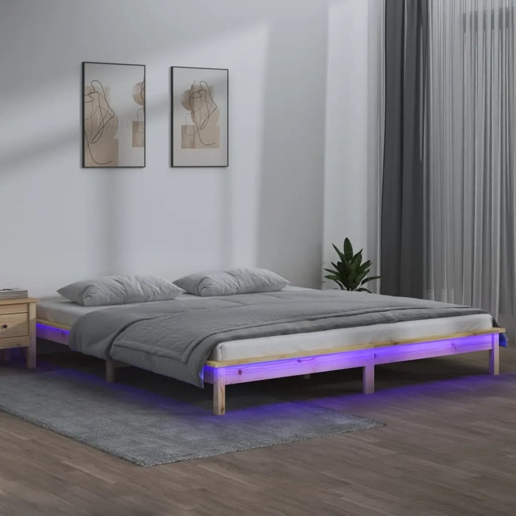 Giroletto Con Led 140x190 Cm İn Legno Massello /