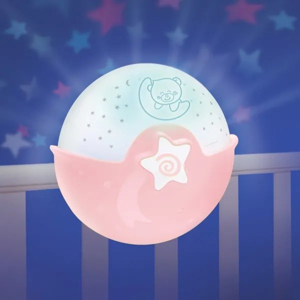 Infantino - Lampada piccola per bambini con proiettore 3xAA rosa