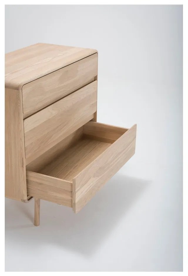 Cassettiera in rovere massiccio con 3 cassetti Fawn - Gazzda