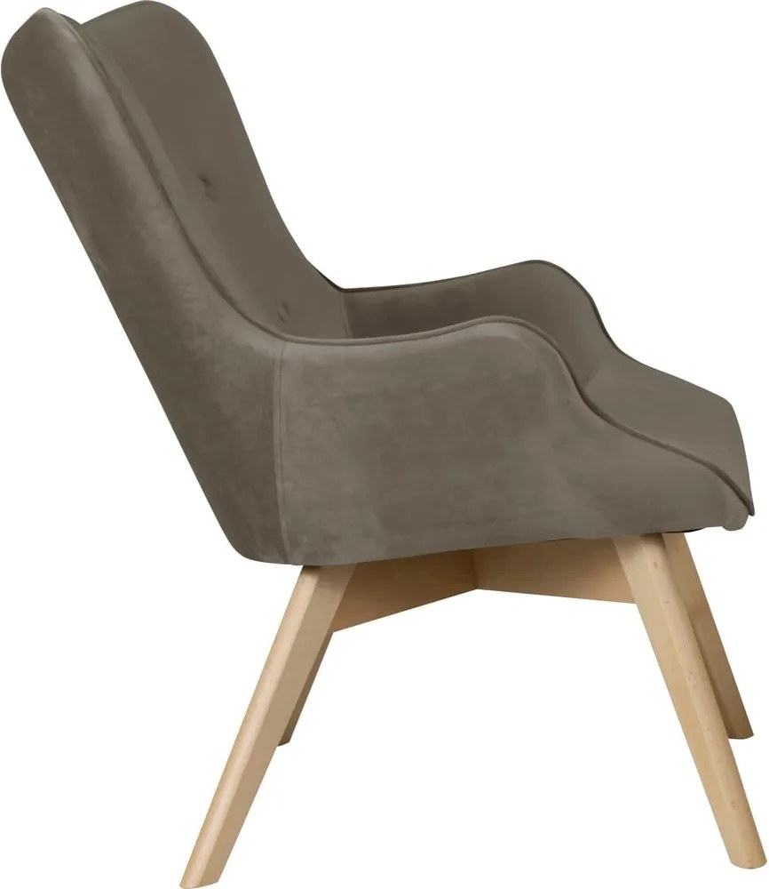 Poltrona marrone chiaro con rivestimento in velluto Niko – Ropez