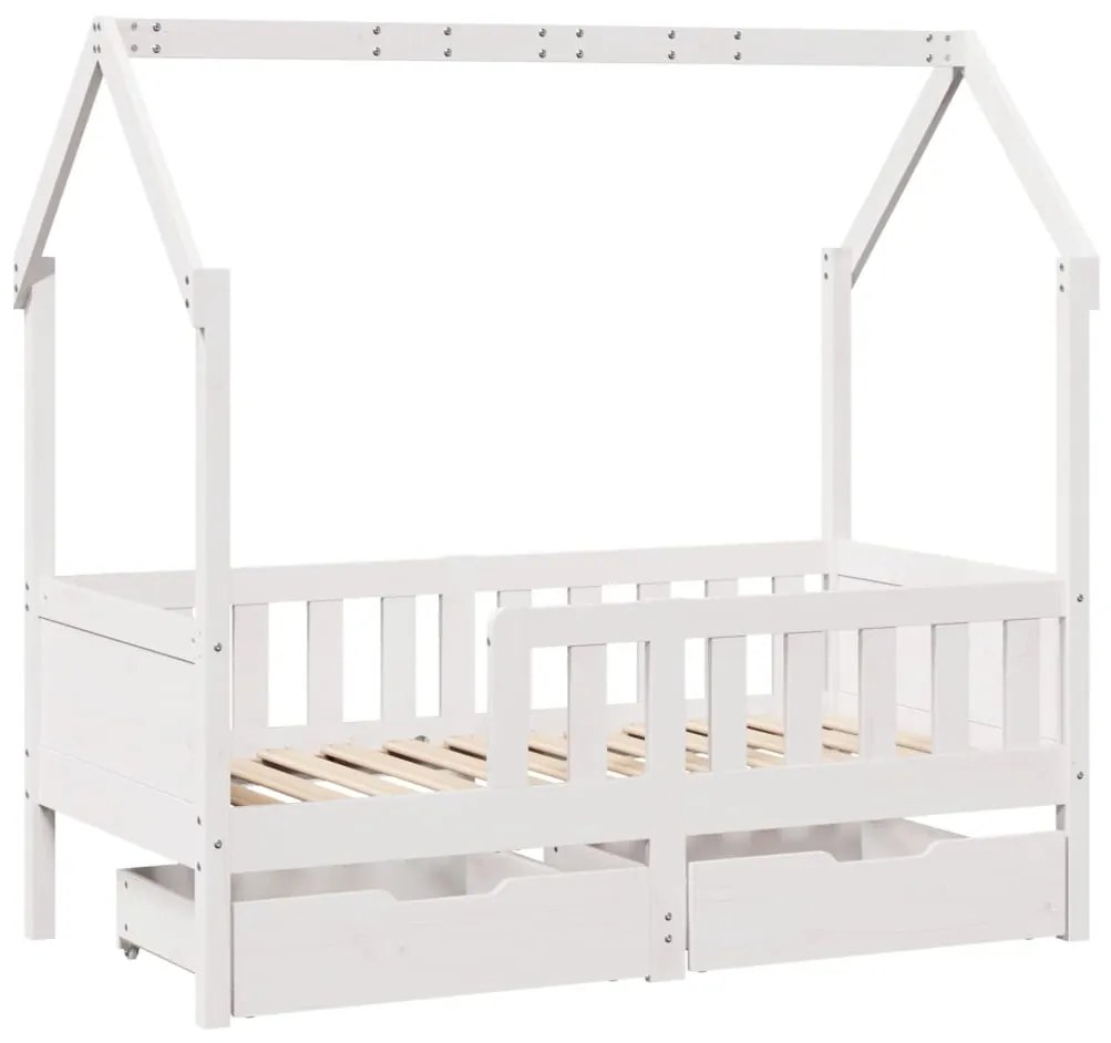 Giroletto bambini con cassetti 70x140 cm legno massello di pino