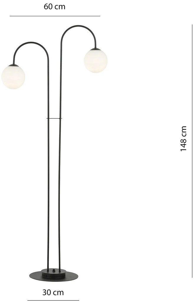 Lampadario Minimal Utu Acciaio Nero 2 Luci E14 Ip20