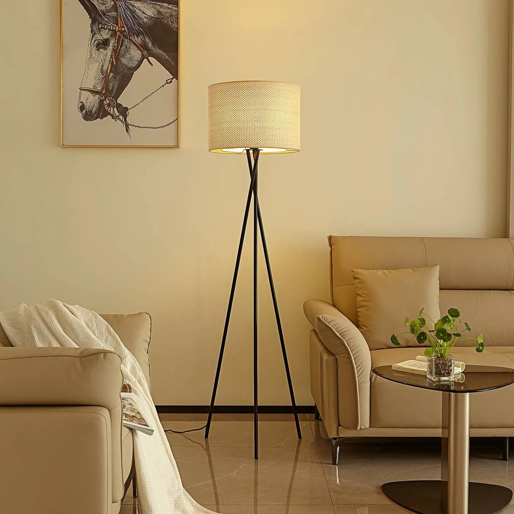 Lampada da terra Soula Lindby, Crema / Ambra, Soggiorno / Sala da pranzo, Plastica, Campagna / Rustiche, Lampada da terra
