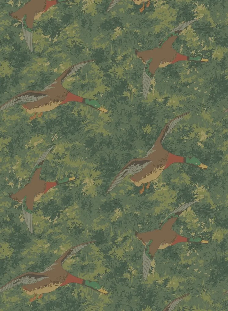 Mulberry Home Carta da parati Forest Ducks - Emerald