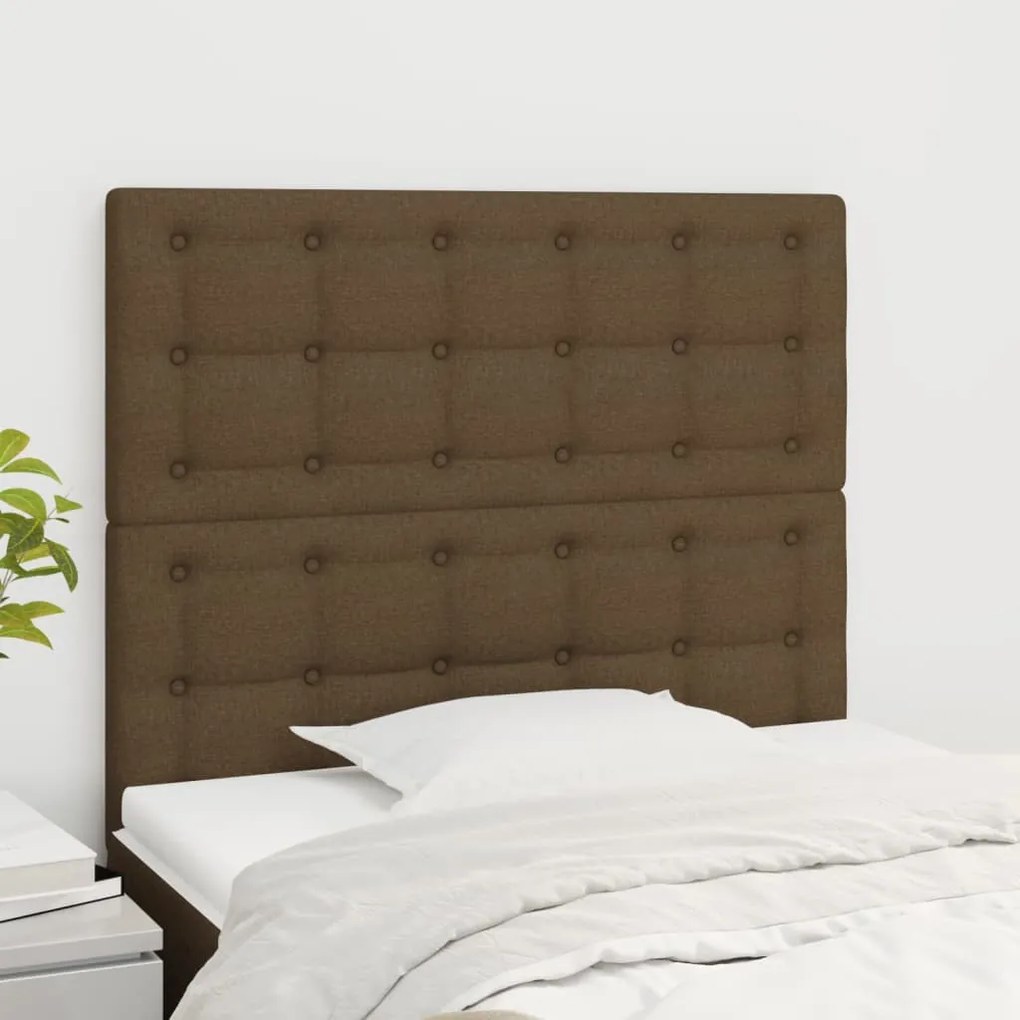 Testiera 2 Pz Marrone Scuro 100x5x78/88 Cm İn Tessuto /