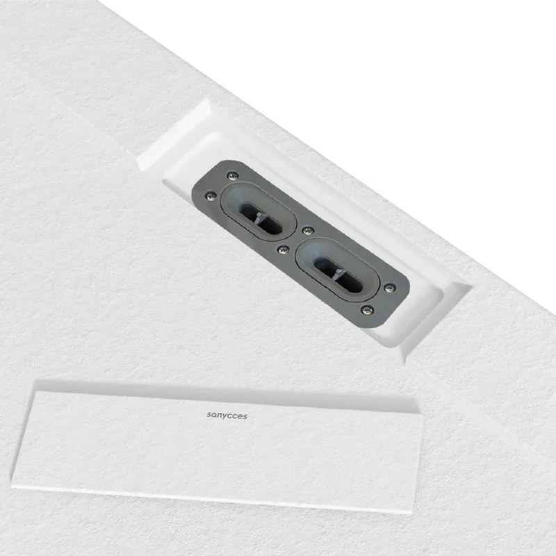 Piatto doccia SANYCCES in resina Siena bianco L 80 x L 120 cm opaco effetto pietra