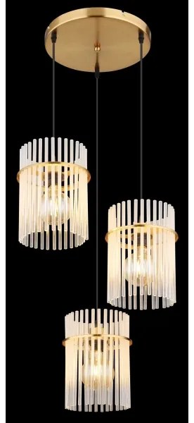 Globo 15698-3HRM - Lampadario a sospensione con filo GORLEY 3xE27/60W/230V diametro 47 cm oro