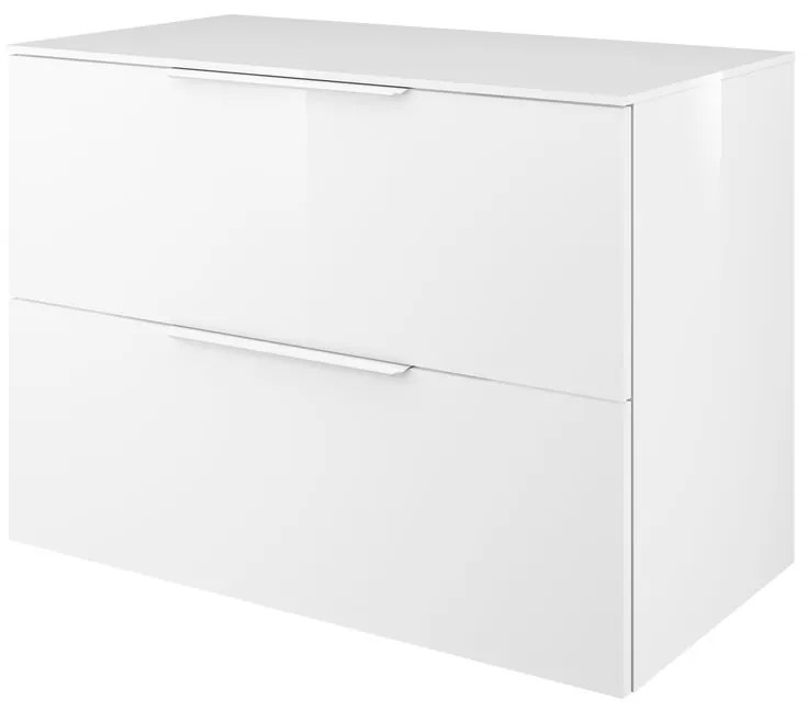 Mobile da bagno sotto lavabo Neo bianco laccato lucido L 90 x H 65 x P 48 cm 2 cassetti, lavabo non incluso