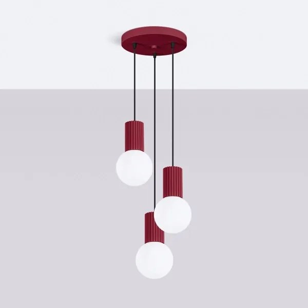 Sollux SL.1750 - Lampadario a sospensione con filo HALO 3xG9/8W/230V diametro 25 cm rosso