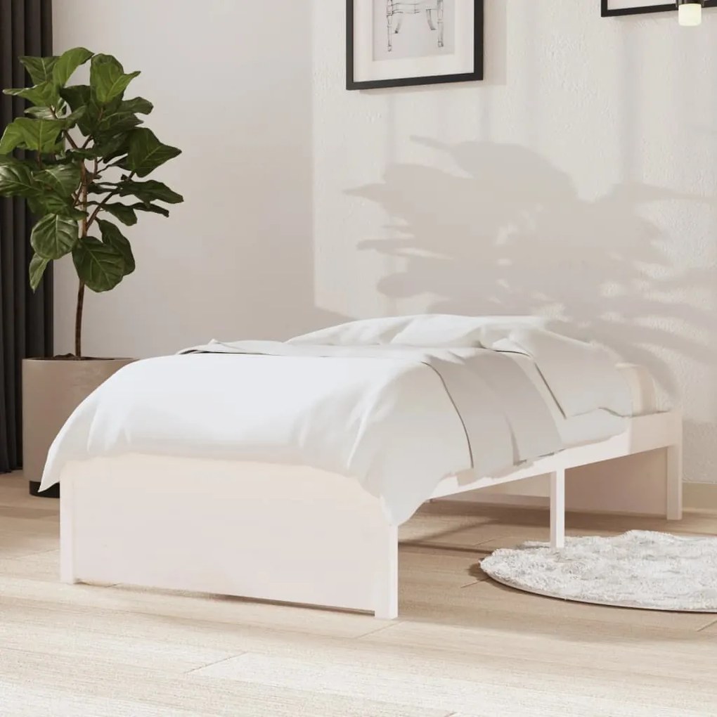 Giroletto bianco in legno massello 75x190 cm 2ft6 small single