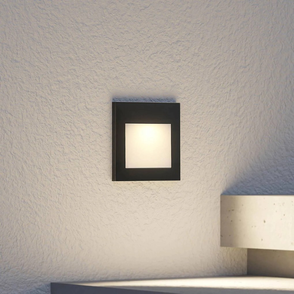 Arcchio Applique a LED da incasso Zamo, 12 cm, nero, vetro, alluminio