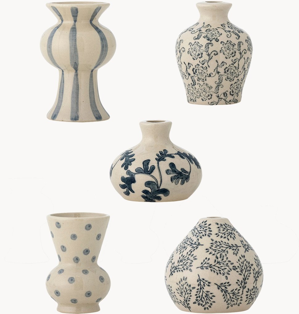 Set di 5 vasi in gres dipinti a mano Quinto, alt. 10 cm