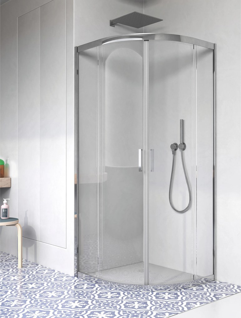 Box Doccia Semicircolare Angolare 90x90 Giava "Nice" Cromo Lucido/Vetro Trasparente