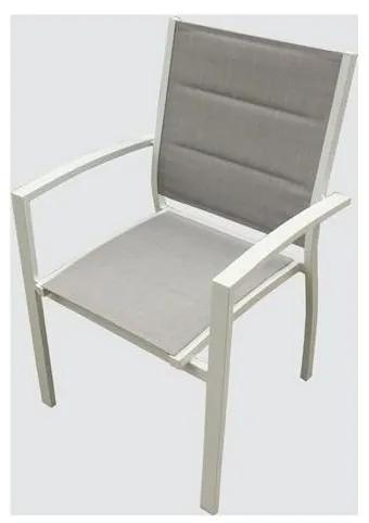 Sedia con Braccioli Vania in Alluminio Textilene Doppio Strato Antracite-Taupe