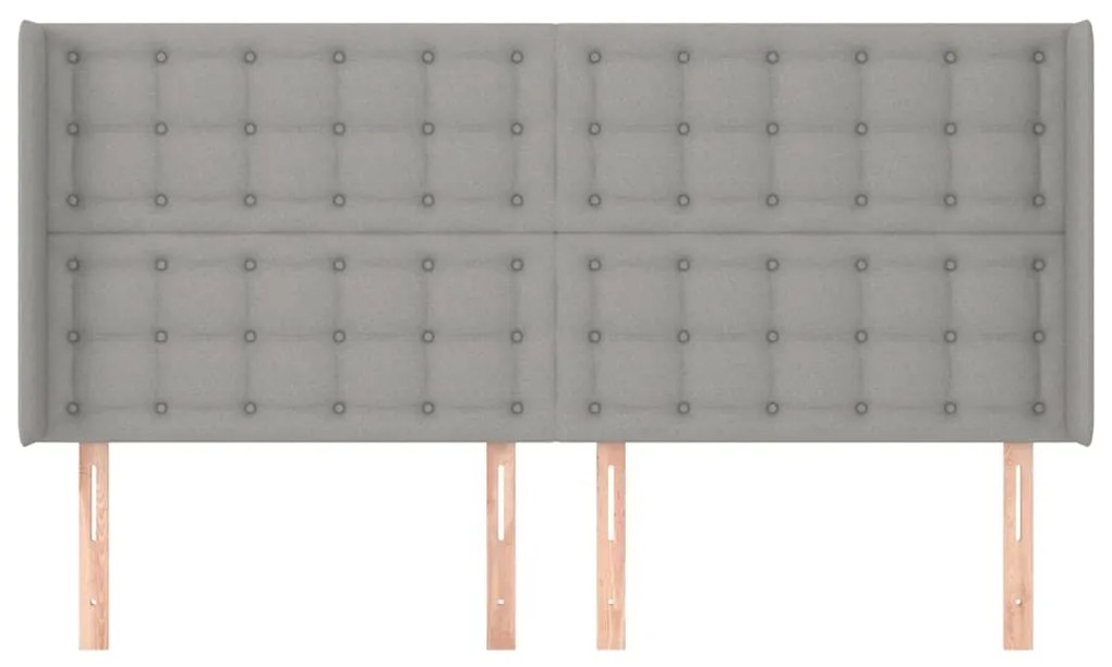 Testiera ad orecchio grigio chiaro 203x16x118/128 cm in tessuto
