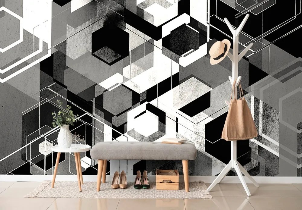 Carta da parati autoadesiva – Geometria in bianco e nero