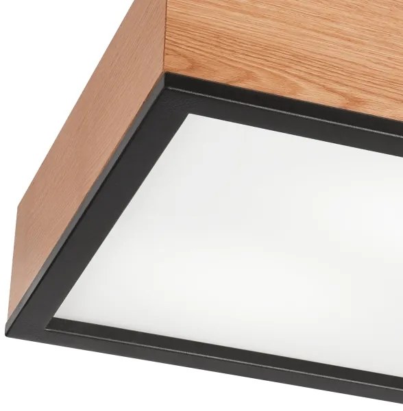 Plafoniera OAK SQUARE 2xE27/15W/230V 31x31 cm quercia/nero