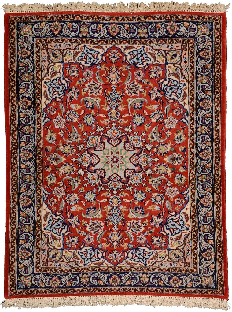 Isfahan Tappeto persiano 90x70 Rosso (Iran) Annodato A Mano