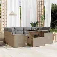 Set Divani da Giardino 7 pz con Cuscini Beige in Polyrattan 3269019